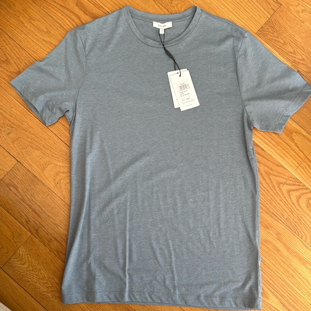 REISS Men’s Dawson Crewneck Tee In Dusty Blue size Small